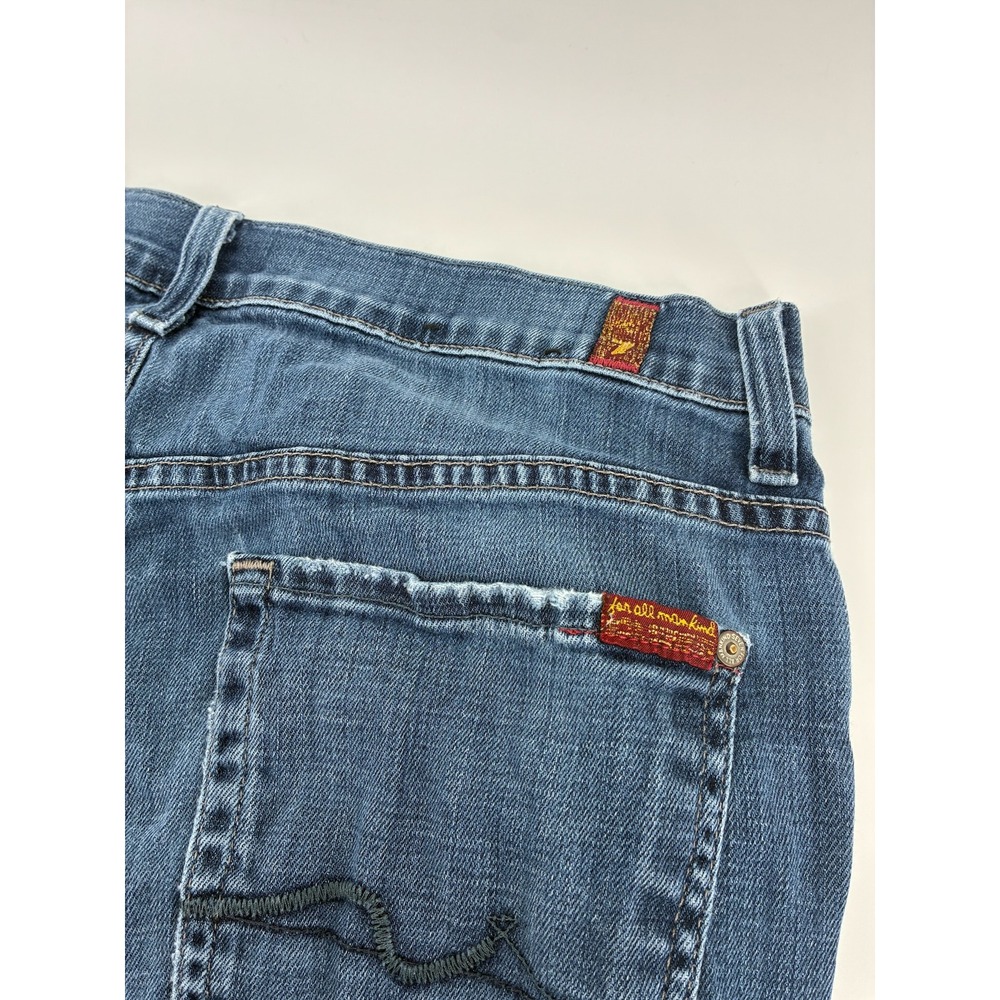 7 For All Mankind Austyn‎ Relaxed Straight Jeans Blue 34 Made in USA T0046380S